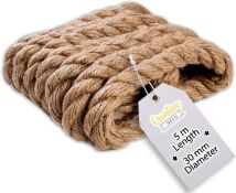 RRP £22.99 Creative Deco Thick Heavy Duty Jute Rope Natural Brown | 5m x 30mm | Twisted Hemp