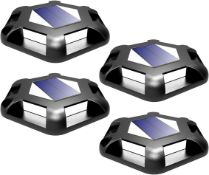 RRP £32.99 NATPOW Solar Decking Lights, 4Pcs LED Solar Ground Lights IP65 Waterproof Step Disk Light