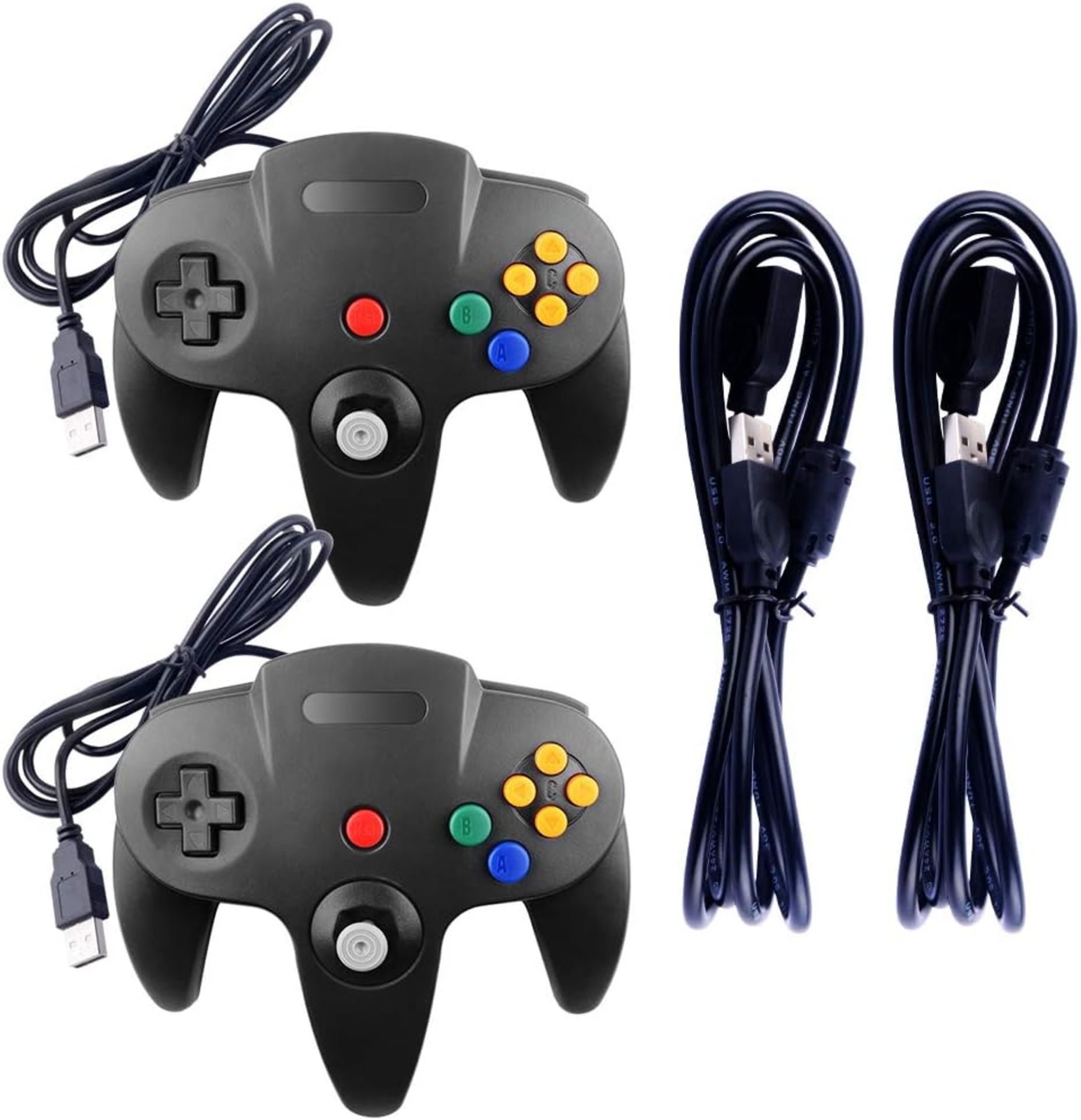 RRP £24.99 NewHail 2Pack Classic N64 USB Controller, Retro N64 Bit Gamepad USB Wired PC Controller
