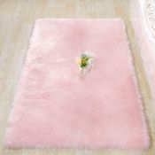 SXYHKJ Faux Sheepskin Rugs, Soft Fluffy Faux Chair Cover Hairy Washable Carpet Non Slip Mat (Pink,