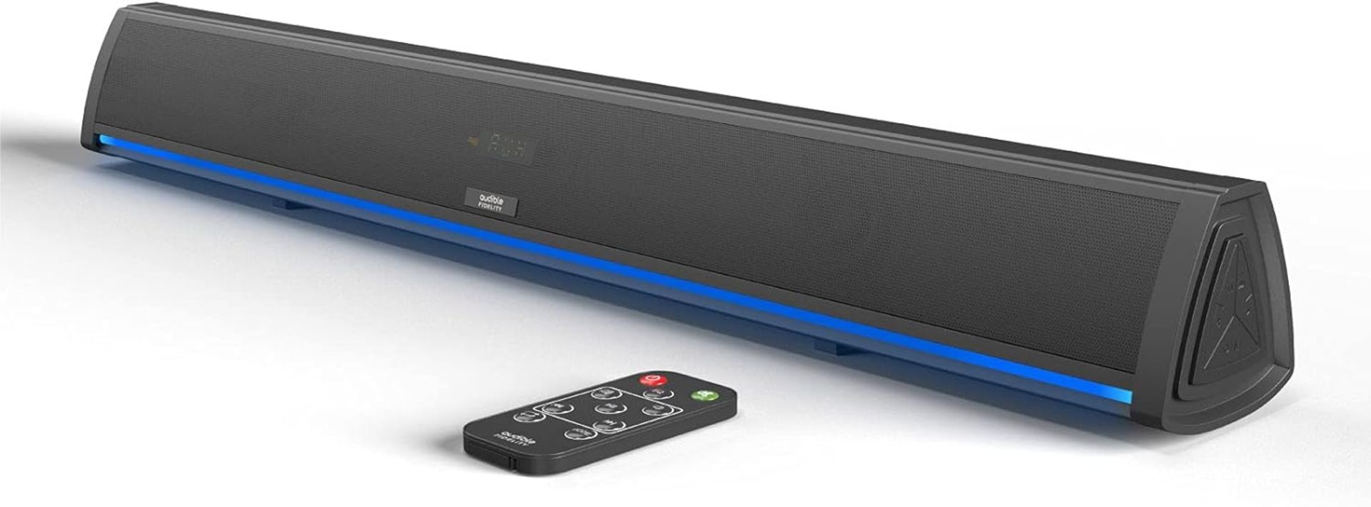 RRP £35.99 Audible Fidelity Soundbar, Bluetooth Sound Bar for TV and PC, Compact with RGB LED