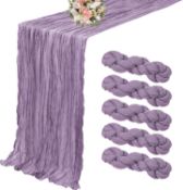 RRP £90 Set of 3 x Lumaycens 5-Pack Cheesecloth Table Runner Beige Table Runner 13FT Decoration