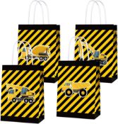 RRP £80 Set of 4 x 16Pack Construction Theme Goodie Favor Bags,Truck Themed Candy Treat Bags Gift