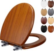 RRP £46.99 Fanmitrk Wooden Toilet Seat, Soft Close Toilet Seats with Adjustable Strong Zinc Alloy