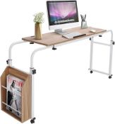 RRP £121.99 Ejoyous Mobility Table Over Bed, Overbed Table with Wheels, Adjustable Desktop Angle and