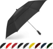 RRP £45 EEZ-Y Folding Golf Umbrella 58-inch Extra Large Windproof Double Canopy - Auto Open Sturdy