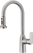 RRP £72.99 Wenken Kitchen Sink Taps Brushed Nickel, Single Handle Solid Brass Monobloc Mixer Kitchen