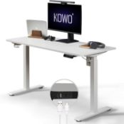 RRP £225 Kowo Height Adjustable Electric Standing Desk with USB C Charger, Sit Stand Desk, 140cm (