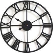 RRP £24.99 Taodyans Silent Wall Clock Vintage Roman Numerals 40cm Non Ticking Metal Skeleton