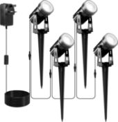 RRP £39.99 NATPOW Garden Lights Mains Powered, 12W LED Outdoor Landscape Spotlights 4Pack with