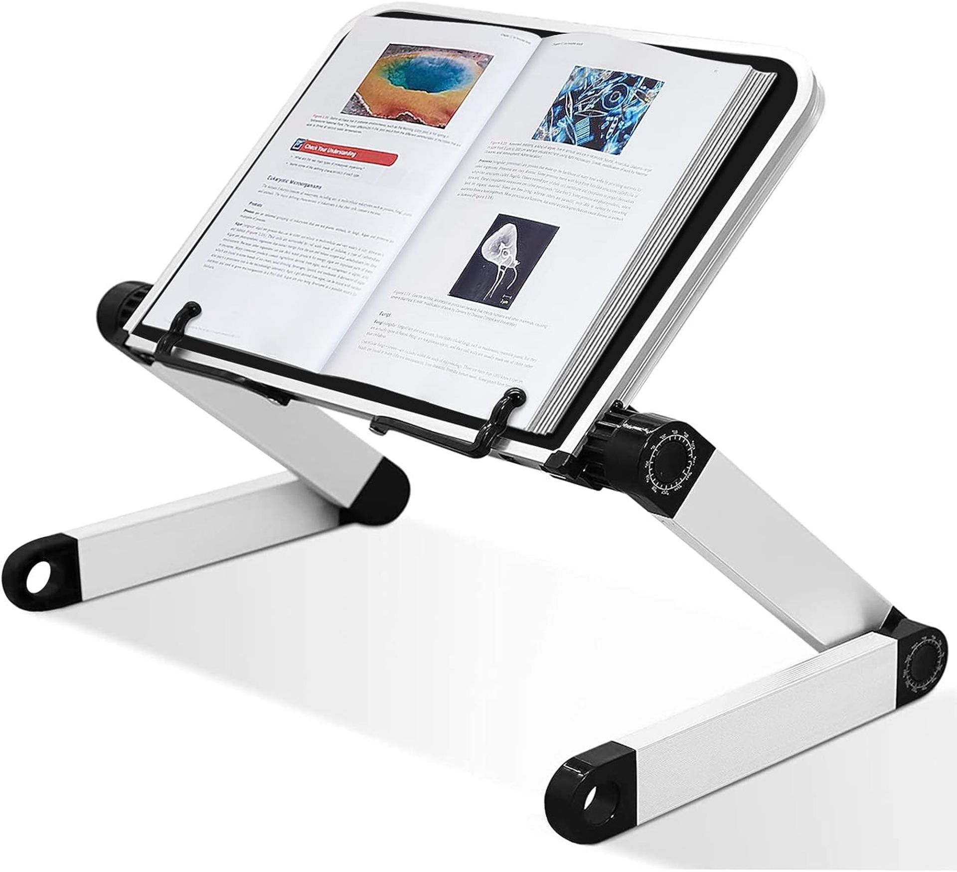 RRP £34.99 Extra Large Adjustable Book Stand,Laptop Stand,Adjustable Book Holder with Page Clips,