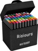 RRP £25.99 Risiours Alcohol Markers 80, Dual Tip Marker Pens, Art Markers Professional for Artist