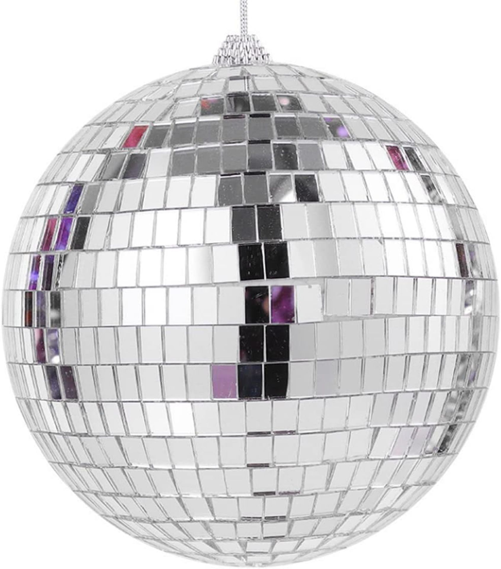 RRP £140 Set of 12 x Mirror Disco Ball - Fun Silver Hanging Party Decorations Design Disco Ball - Image 2 of 4