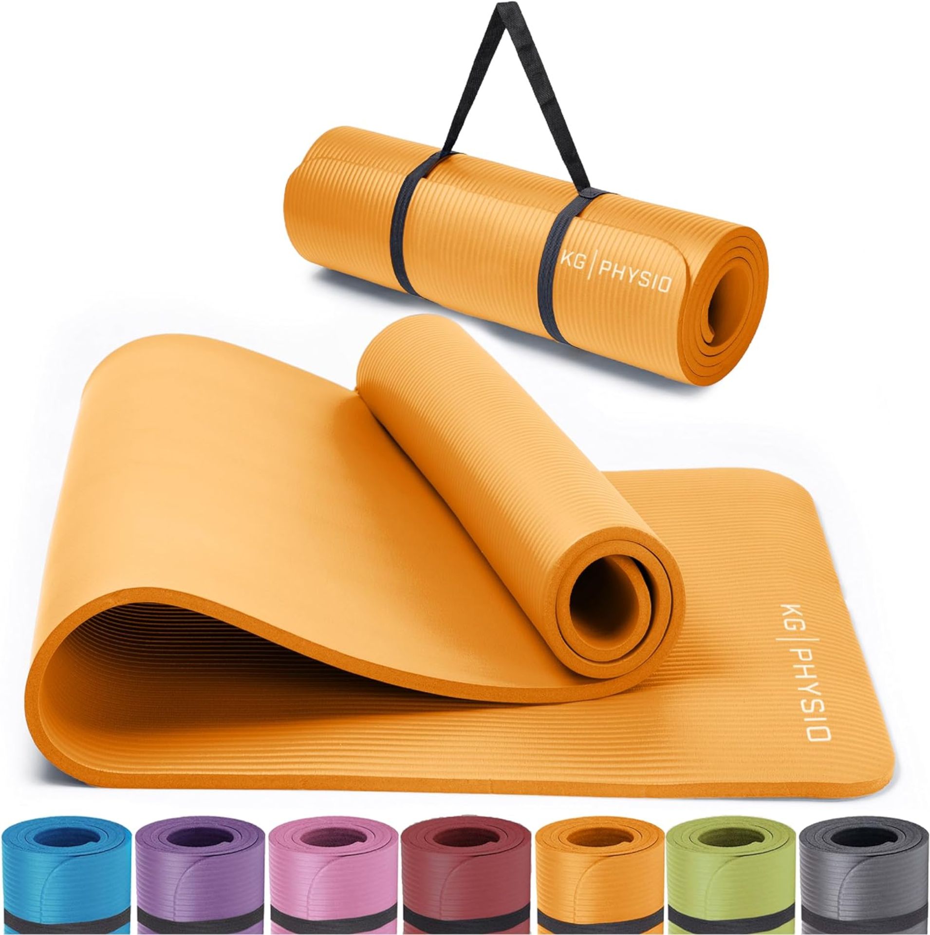 RRP £40 Set of 2 x KG Physio Non Slip Yoga Mat with Yoga Mat Strap - Exercise Mat for Home Workouts,