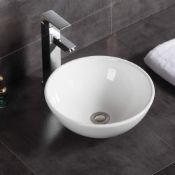 RRP £50.99 Modern Round Countertop Basin Sink Ceramic Vessel Bowl Washbasin for Lavatory Bathroom