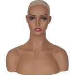RRP £55.99 JINGFA PVC Mannequin Head With Shoulders Realistic Mannequin Bust Heads For Hat,Wigs,