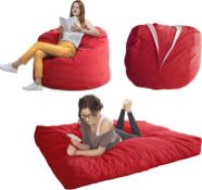 RRP £169 MAXYOYO Bean Bag Bed - Convertible Folds from Bean Bag Chair to Bed - Large Sofa with