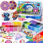 RRP £60 Set of 2 x FunzBo Fuse Beads for Kids Craft Art - 23000PCS 5mm Bead 106 Patterns Fusebead