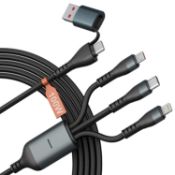 RRP £80 Set of 4 x 100W USB C Multi Charging Cable 3M/10Ft [Apple MFi Certified]5-in-1 USB A/USB C