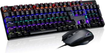 RRP £39.99 Teamwolf Mechanical Gaming Keyboard RGB Backlight UK Layout 105 Keys and Mouse 4800 DPI