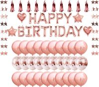 RRP £84 Set of 7 x JORAKI Rose Gold Women Birthday Balloons Kit with Happy Birthday Banner
