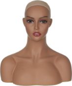 RRP £55.99 JINGFA PVC Mannequin Head With Shoulders Realistic Mannequin Bust Heads For Hat,Wigs,