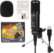USB Metal Condenser Recording Microphone, Headphone Output and Volume Control, Mic Gain Control,