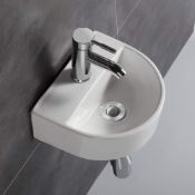 RRP £44.99 Cloakroom Basin Sink Oval Wall Hung Ceramic Washbasin for Small Cloakroom Bathroom (