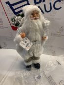 RRP £39.99 PMS VFM - Luxury Silver 45cm Father Christmas Standing Ornament - Detailed Traditional