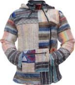 RRP £59.99 Gheri Colorful Patchwork Cotton Kangaroo Pocket Hippy Jacket, Large