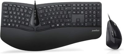 RRP £49.99 Perixx Periduo-505, Wired Ergonomic Split Keyboard and Vertical Mouse Combo with