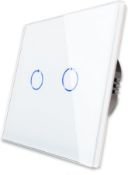 RRP £46.99 2 Pack CNBINGO 2-Way Touch Light Switch, Double White Wall Switch, Glass Panel with LED