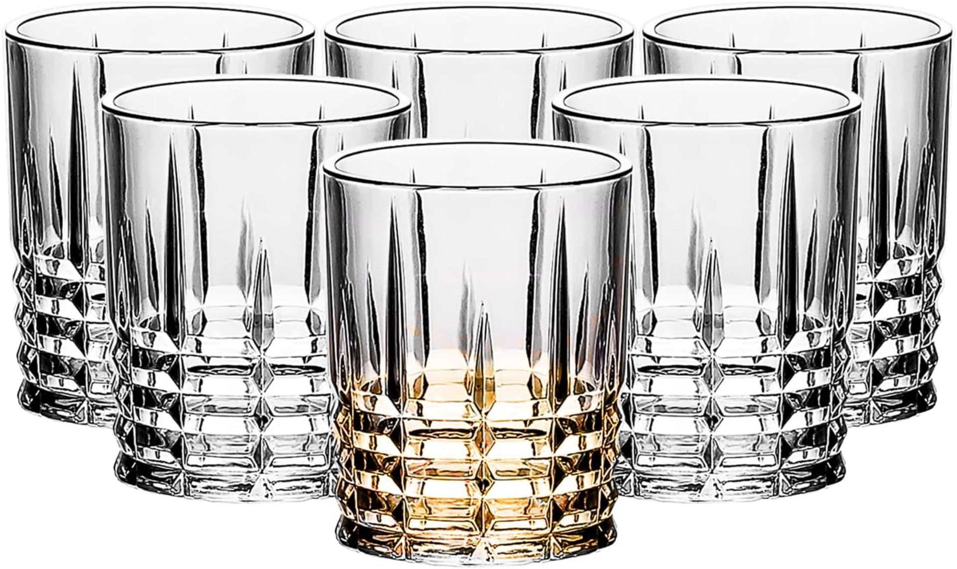 binsakao Set of 6 Royal Tumblers 325ml Glasses Clear Vintage Drinkware Glasses