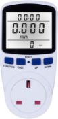 RRP £20 Set of 2 x Decdeal Energy Monitor, LCD Display Electricity Usage Power Meter Socket Energy