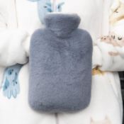 RRP £24 Set of 2 x immtree Hot Water Bottle with Cover, 2L Hot Water Bottles with Faux Rabbit Fur