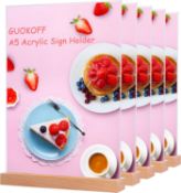 RRP £50 Set of 2 x GUOKOFF A5 Acrylic Sign Holder, 5 Pack Table Menu Holders, T- Shape A5 Table