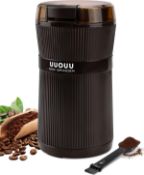 RRP £32.99 Coffee Grinder with Brush, UUOUU 200W Washable Bowl Spice Grinder with Stainless Steel