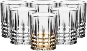 binsakao Set of 6 Royal Tumblers 325ml Glasses Clear Vintage Drinkware Glasses