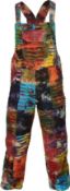 RRP £41.99 Gheri Womens Tie Dye Ripped Patchwork Multicolor Overalls Cotton Dungarees, XL