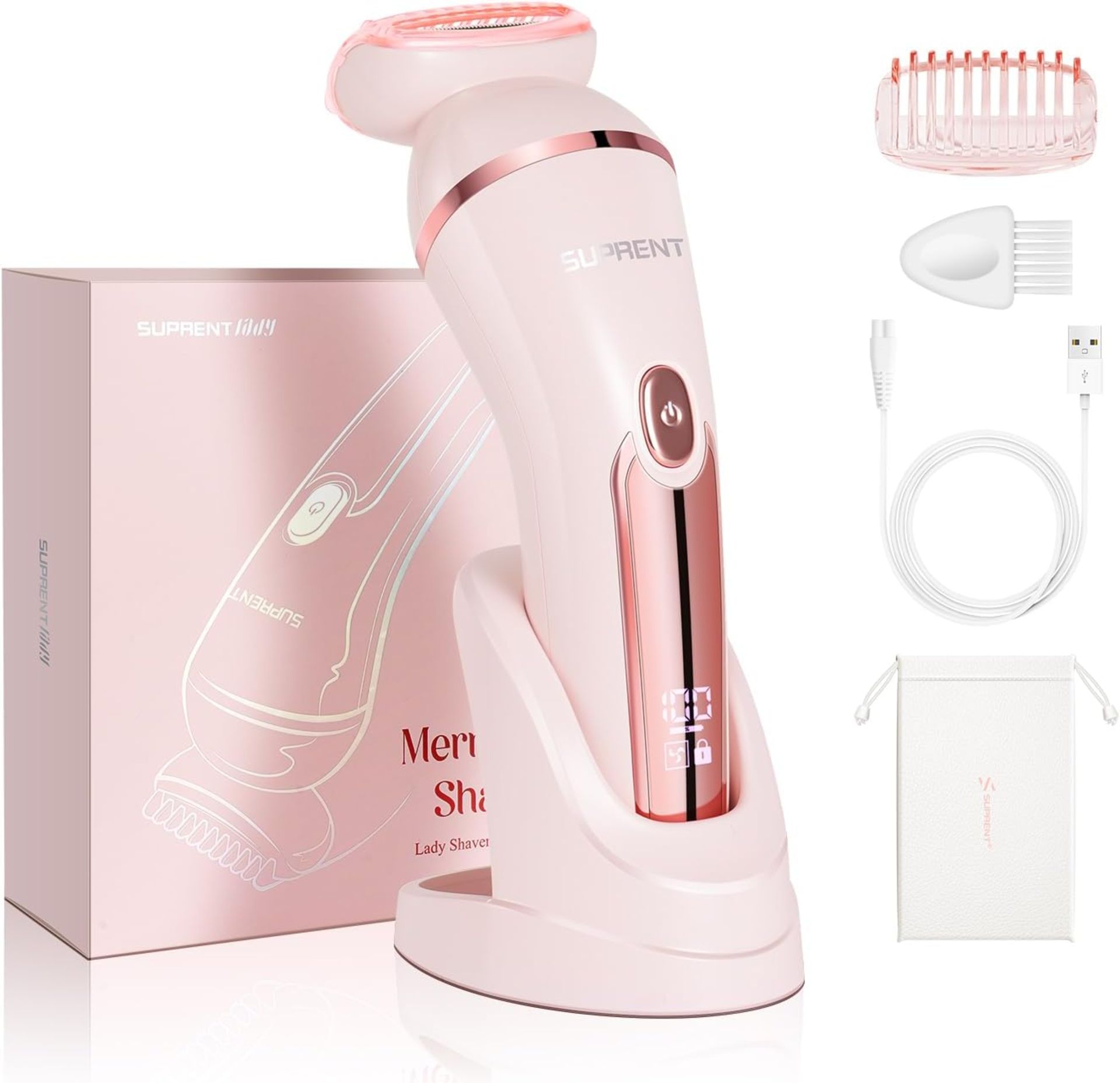 RRP £29.99 SUPRENT Electric Shavers for Women, Cordless 3 in 1 Rechargeable Lady Shaver, Electric