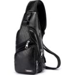 RP £20 Set of 2 x Aucuu Sling Bag, Anti-theft Chest Bag Small Shoulder Bag, PU Leather Men's