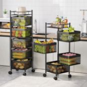 RRP £89 COVAODQ Rotating Storage Shelves Rack,Kitchen Vegetable Storage Trolley,Vegetable Fruit