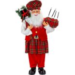 RRP £80 Set of 4 x PMS VFM - Scottish 30cm Father Christmas Traditional Figure Xmas Decoration -