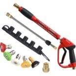 RRP £39.99 Tool Daily Deluxe Pressure Washer Gun, with Replacement Wand Extension, 5 Nozzle Tips,