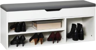 RRP £89.99 Meerveil Shoe Bench with Seat, White Shoes Storage Rack Wooden with Hinged Flip Top
