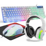 RRP £29.99 MAMBASNAKE T11 Gaming Keyboard & Mouse & Headset & Mouse Pad Combo Set, UK Layout 100%