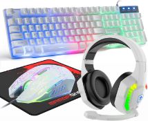RRP £29.99 MAMBASNAKE T11 Gaming Keyboard & Mouse & Headset & Mouse Pad Combo Set, UK Layout 100%