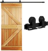 RRP £57.99 QINAIXQM 182CM/6FT Sliding Door Track Barn Door Hardware Kit Closet Rail Roller