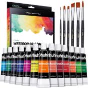 Watercolour Paint Set, Ohuhu 30pcs Watercolour Paints with 24 Colours Watercolour Paint(12ml), 6