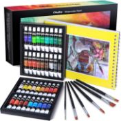 Watercolour Paint Set, Ohuhu 43pcs Paint Set with 36 Colours Watercolours Paint, 6 Paint Brushes,